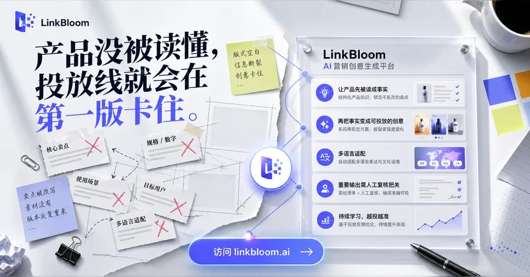 综合评审 92 分的 1.91:1 广告图,主标题「产品没被读懂,投放线就会在第一版卡住」